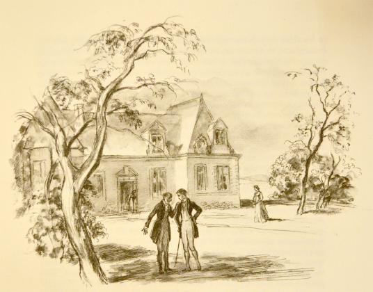 [Félix et le comte de Mortsauf devant le château de Clochegourde (Vonnes)]