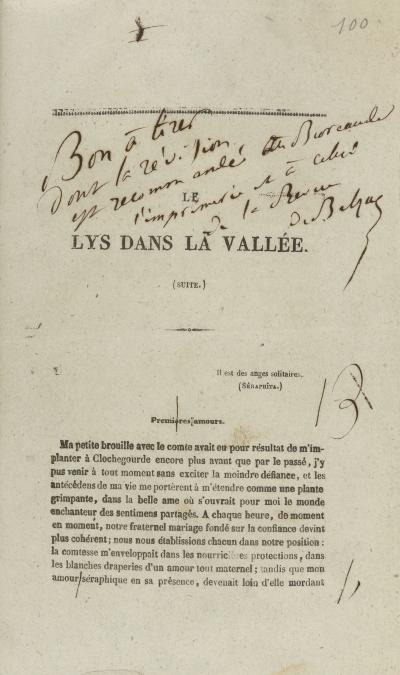 Le Lys dans la vallée, Honoré de Balzac